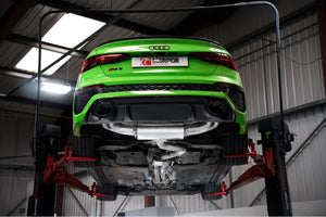 Scorpion GPF-back udstødning til Audi RS3 8Y Saloon – resoneret, OE Fitment, set bagfra