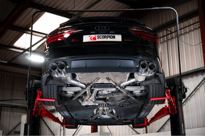 Scorpion half system udstødning til Audi S6/S7 C7 – resoneret, Daytona, set bagfra