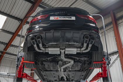 Scorpion GPF-back udstødning til Audi S3 med ventiler – ikke-resoneret, Ascari, set nedefra