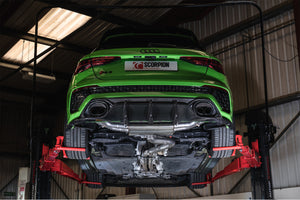 Scorpion GPF-back udstødning til Audi RS3 8Y Sportback med ventiler, OE Fitment, set bagfra