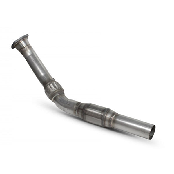 Scorpion downpipe med sportskatalysator, set skråt bagfra