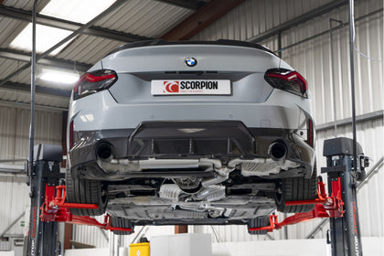 Scorpion GPF-back udstødning til BMW G42 220I – ikke-resoneret, Daytona Ceramic, set bagfra