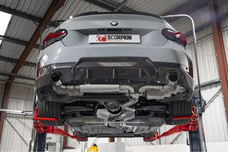 Scorpion GPF-back udstødning til BMW G42 220I – ikke-resoneret, Daytona, set nedefra