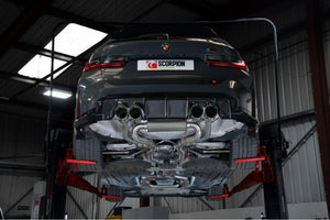Scorpion half system udstødning til BMW M3 G81 Touring, Daytona, set bagfra