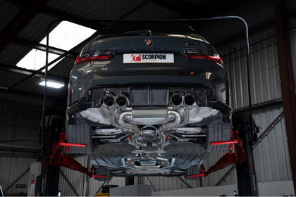 Scorpion half system udstødning til BMW M3 G81 Touring, Daytona, set bagfra