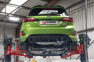 Scorpion GPF-back udstødning til Ford Fiesta ST MK8.5 med ventiler, set bagfra