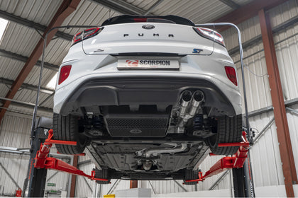 Scorpion GPF-back udstødning til Ford MK2 Puma, Daytona, set nedefra