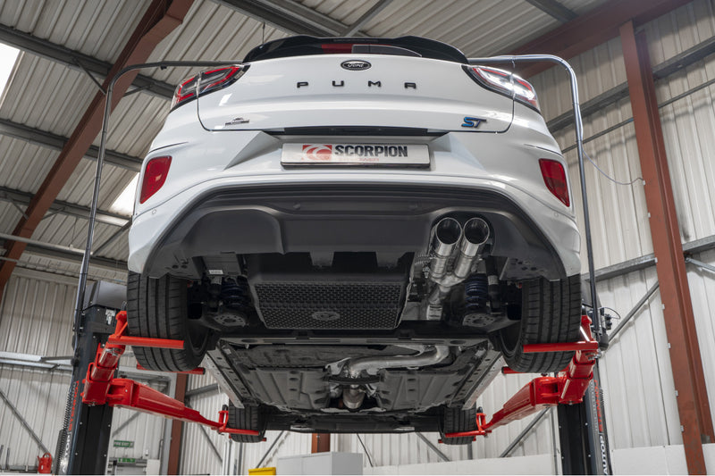 Scorpion GPF-back udstødning til Ford MK2 Puma, Daytona, set nedefra