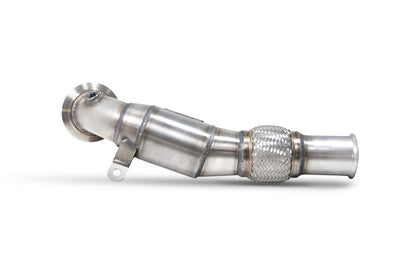 Scorpion downpipe med sportskatalysator til Ford MK8, set fra siden