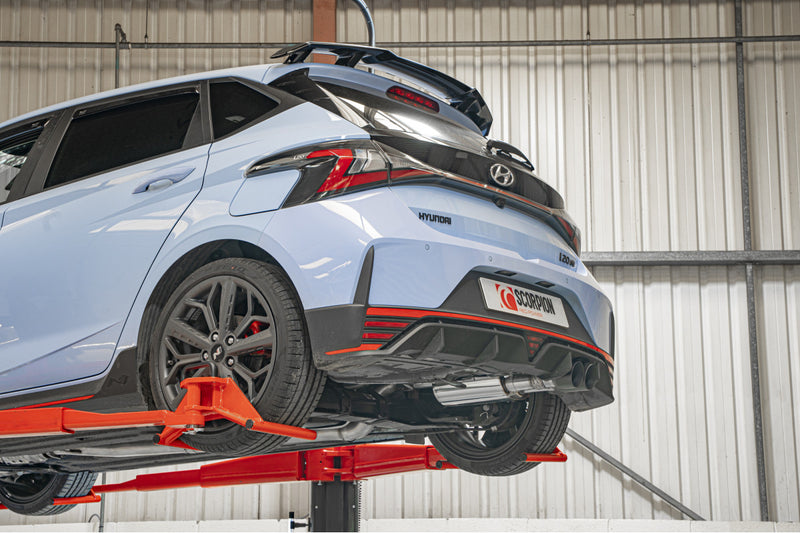 Scorpion GPF-back udstødning til Hyundai I20 med ventiler, Daytona Ceramic, set fra siden