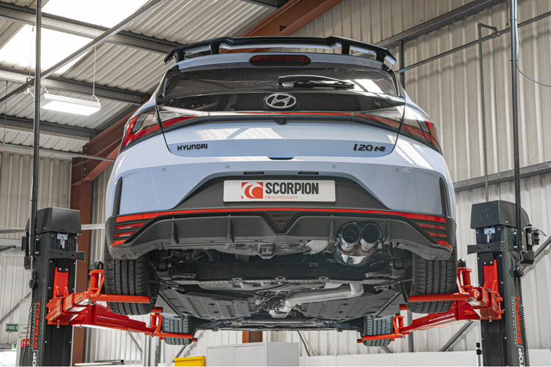 Scorpion GPF-back udstødning til Hyundai I20, Daytona Ceramic, set bagfra
