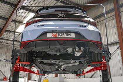 Scorpion GPF-back udstødning til Hyundai I20, Daytona Ceramic, set nedefra
