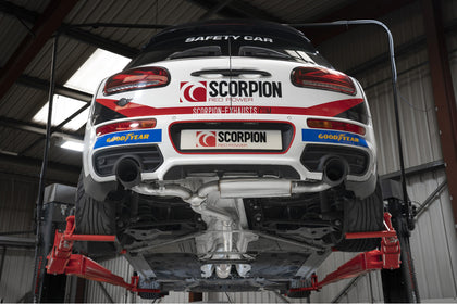 Scorpion GPF-back udstødning til Mini Clubman, Daytona Ceramic, set nedefra