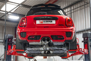 Scorpion cat-back udstødning til Mini Cooper – ikke-resoneret, Ascari, set bagfra