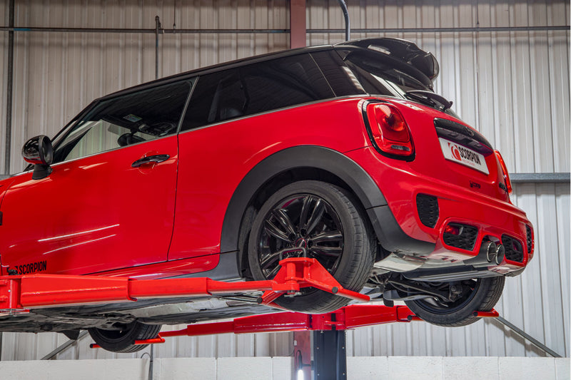 Scorpion cat-back udstødning til Mini Cooper – ikke-resoneret, Ascari, set fra siden