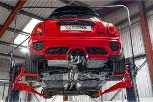 Scorpion cat-back udstødning til Mini Cooper – ikke-resoneret, Ascari, set nedefra