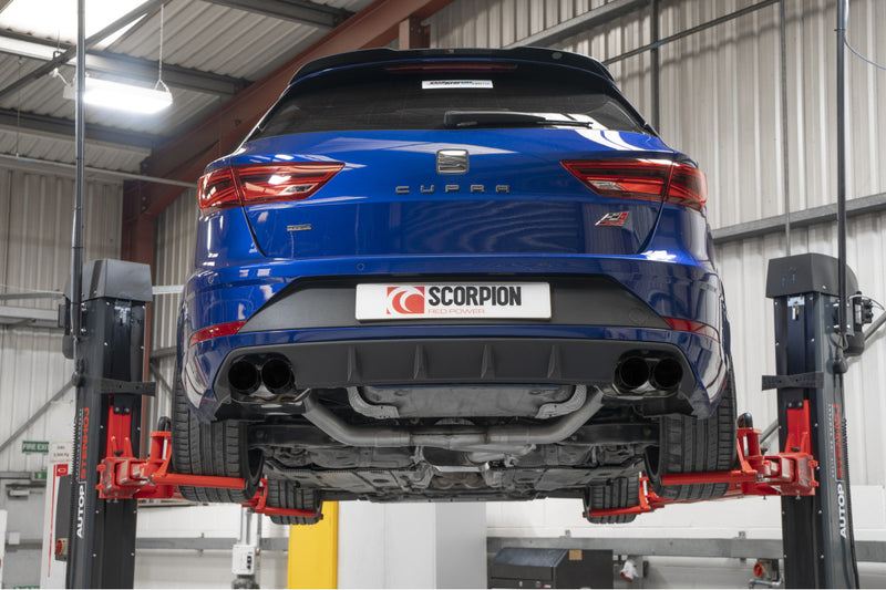 Scorpion GPF-back udstødning til Seat Leon – resoneret, Daytona (quad) Ceramic, set bagfra