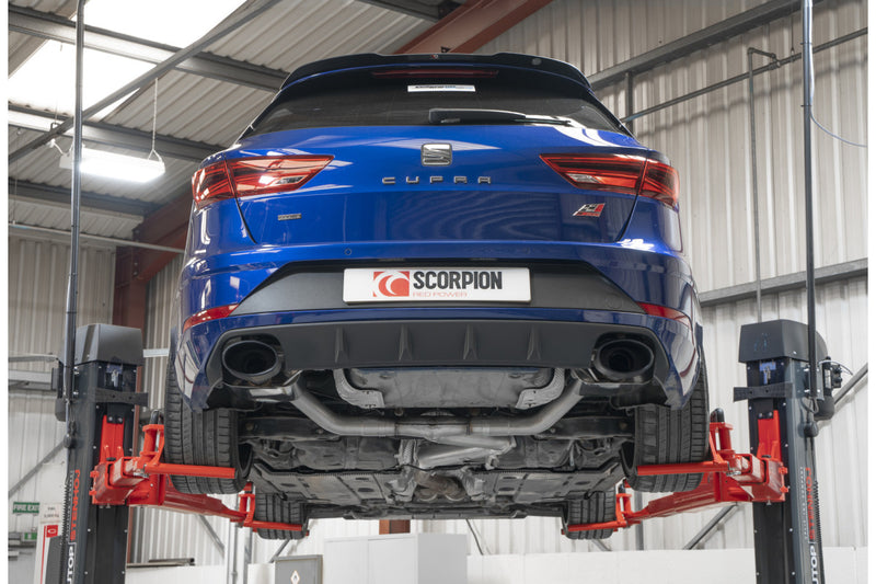 Scorpion GPF-back udstødning til Seat Leon – ikke-resoneret, EVO R Ceramic, set bagfra