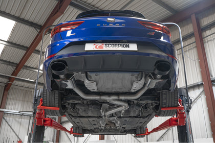 Scorpion GPF-back udstødning til Seat Leon – ikke-resoneret, EVO R Ceramic, set nedefra