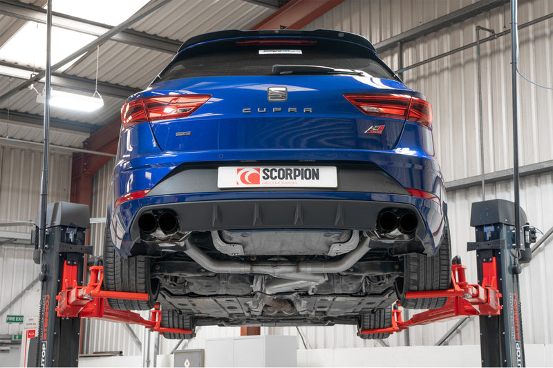 Scorpion GPF-back udstødning til Seat Leon – ikke-resoneret, Daytona Ceramic, set bagfra