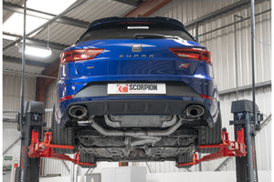 Scorpion GPF-back udstødning til Seat Leon – ikke-resoneret, EVO R, set bagfra