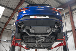 Scorpion GPF-back udstødning til Seat Leon – ikke-resoneret, EVO R, set nedefra