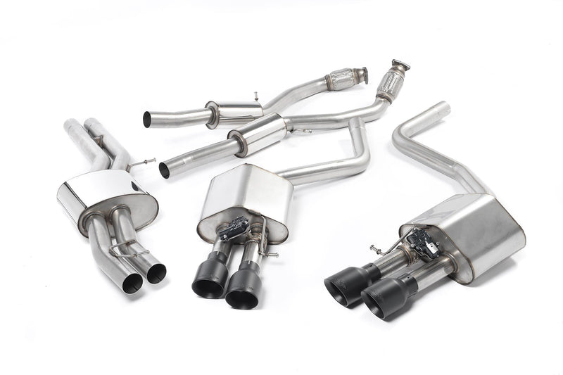 Milltek cat-back udstødning til Audi S8 D4 4.0 TFSI quattro Tiptronic, resoneret, sorte tips