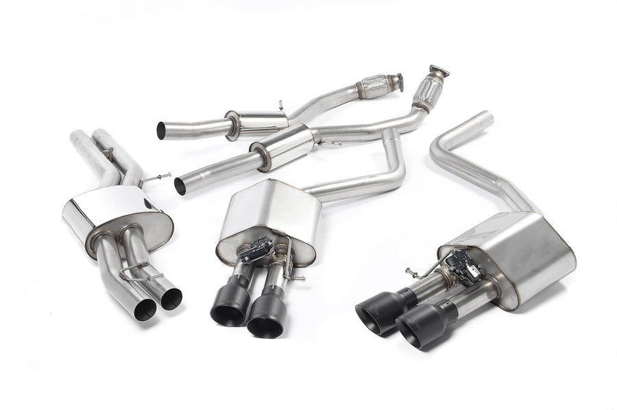Milltek cat-back udstødning til Audi S8 D4 4.0 TFSI quattro Tiptronic, resoneret, sorte tips