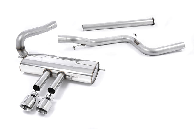 Milltek endrør til Non-Resonated (Louder) Ford Focus Mk3 ST 2.0-liter System - Cerakote Black Tips, polerede tips