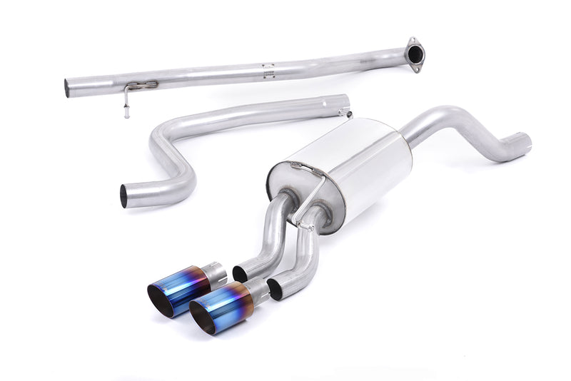 Milltek cat-back udstødning til Ford Fiesta Mk7/Mk7.5 1.0T EcoBoost (100/125/140PS), ikke-resoneret, tips i brændt titanium – billede 3