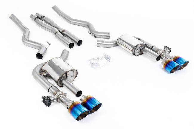 Milltek cat-back udstødning til Ford Mustang 5.0 V8 Dark Horse (S650 Fastback), tips i brændt titanium