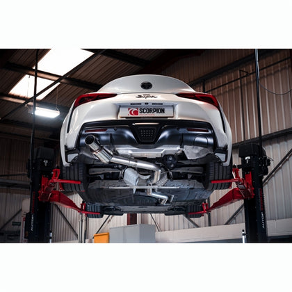 Scorpion cat-back udstødning til Toyota Supra A90 3.0T, set bagfra