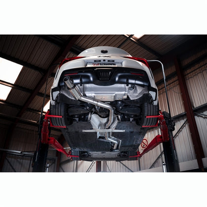 Scorpion cat-back udstødning til Toyota Supra A90 3.0T, set nedefra