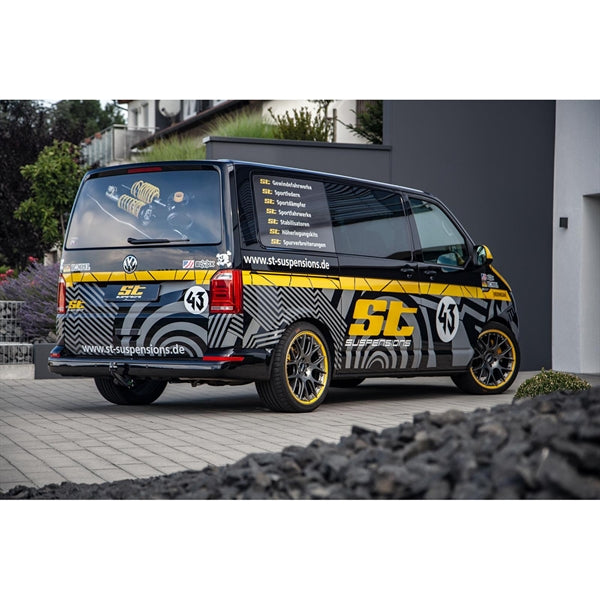 ST X Gevindundervogn til VW T5 med justerbare fjedre og støddæmpere i gul og sort design