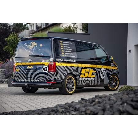 ST X Gevindundervogn til VW T5 med justerbare fjedre og støddæmpere i gul og sort design