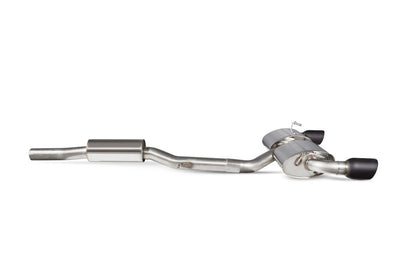 Scorpion cat-back udstødning til VW MK4 Golf R32 – resoneret, Daytona (Twin) Ceramic, set fra siden