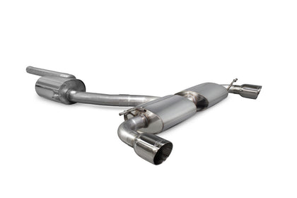 Scorpion cat-back udstødning til VW Scirocco R – resoneret, Daytona, set skråt bagfra