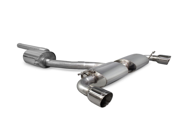 Scorpion cat-back udstødning til VW Scirocco R – resoneret, Daytona, set skråt bagfra