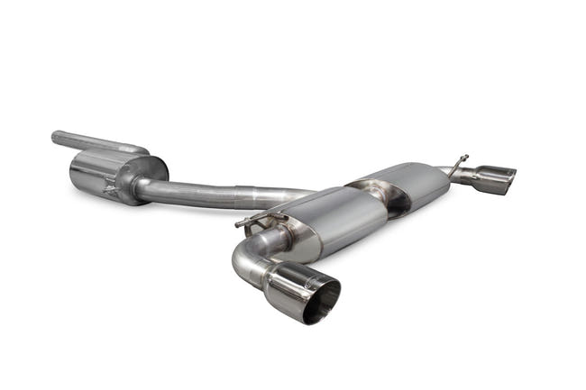 Scorpion cat-back udstødning til VW Scirocco R – resoneret, Daytona, set skråt bagfra