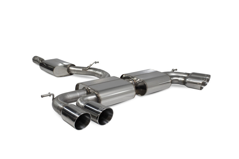 Scorpion GPF-back udstødning til VW MK7.5 Golf R – resoneret, Daytona, set skråt bagfra