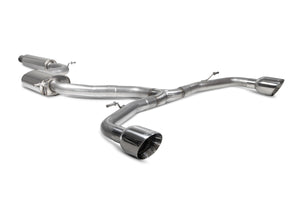 Scorpion GPF-back udstødning til VW MK8 Golf GTI – resoneret, Daytona, set skråt bagfra