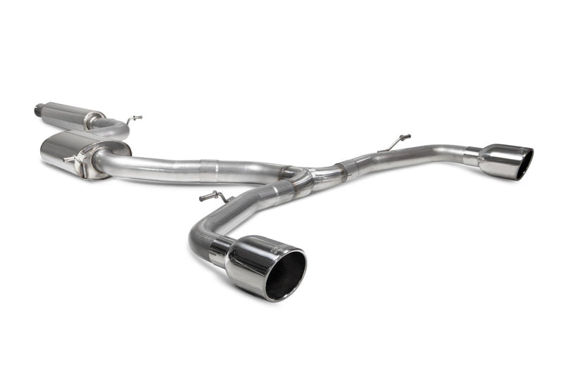 Scorpion GPF-back udstødning til VW MK8 Golf GTI – resoneret, Indy, set skråt bagfra