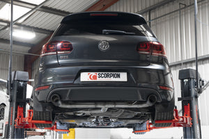 Scorpion cat-back udstødning til VW MK6 Golf GTI – resoneret, Ascari, set bagfra