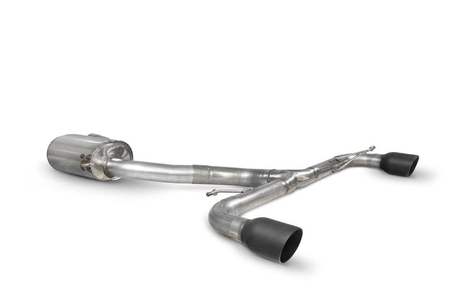 Scorpion cat-back udstødning til VW MK6 Golf GTI – resoneret, Daytona Ceramic, set skråt bagfra