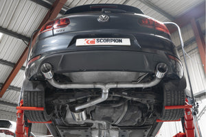 Scorpion cat-back udstødning til VW MK6 Golf GTI – resoneret, Daytona, set nedefra