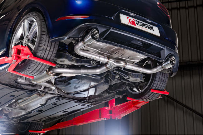 Scorpion cat-back udstødning til VW Golf MK7.5 1.5 TSI – resoneret, set fra siden