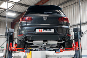 Scorpion cat-back udstødning til VW MK6 Golf GTI – ikke-resoneret, Daytona, set bagfra