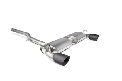 Scorpion cat-back udstødning til VW MK4 Golf R32 – ikke-resoneret, Daytona (Twin) Ceramic, set skråt bagfra