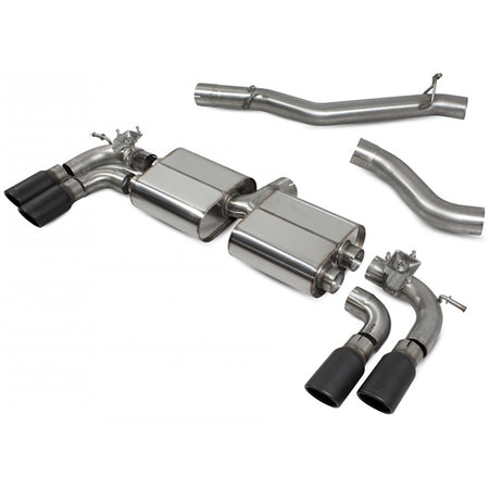 Scorpion Non-Resonated Cat/GPF Back System with Electronic Valves - VW MK7.5 Golf R - Monaco Ceramic