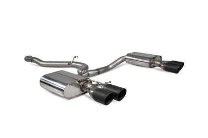 Scorpion cat-back udstødning til VW MK7.5 Golf Estate R, Daytona (quad) Ceramic, set skråt bagfra